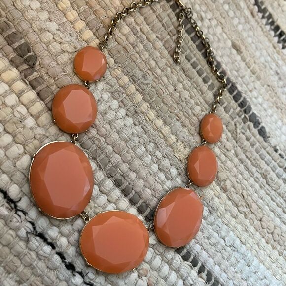 Orange Stone Gold Accent Statement Necklace - Picture 3 of 3